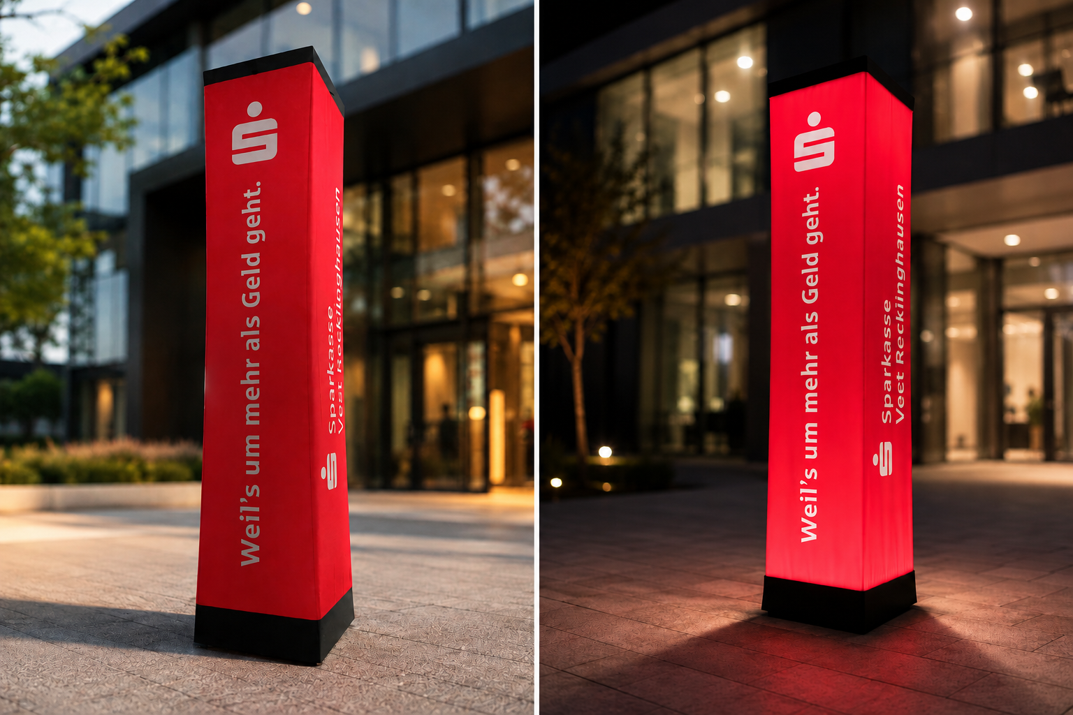 SkanTower mit und ohne Beleuchtung Advertising column